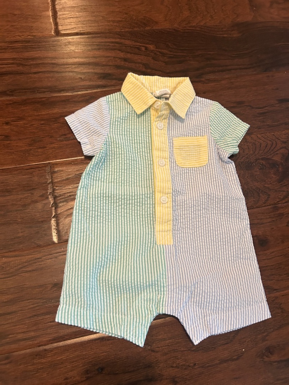 Starting Out Pastel Stripe Seersucker One-Piece Romper